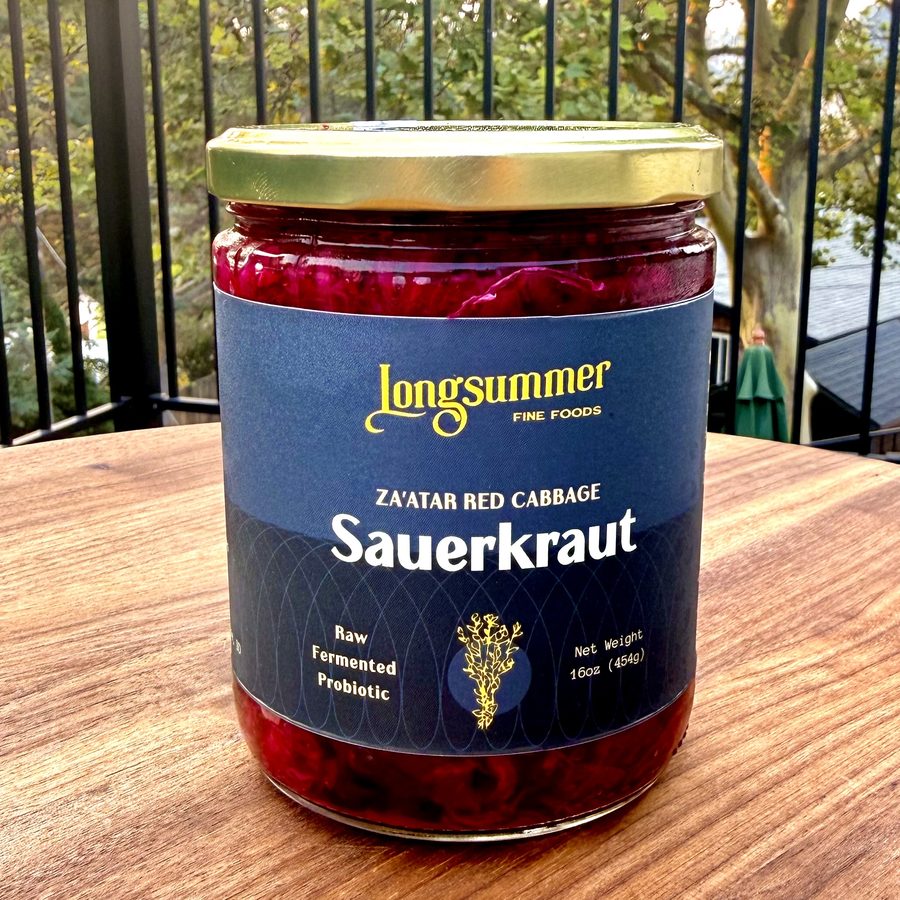 Jar of Longsummer Za'atar Red Cabbage Sauerkraut